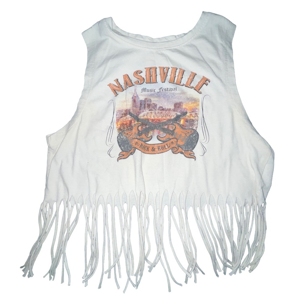 White Fringe Tank Top